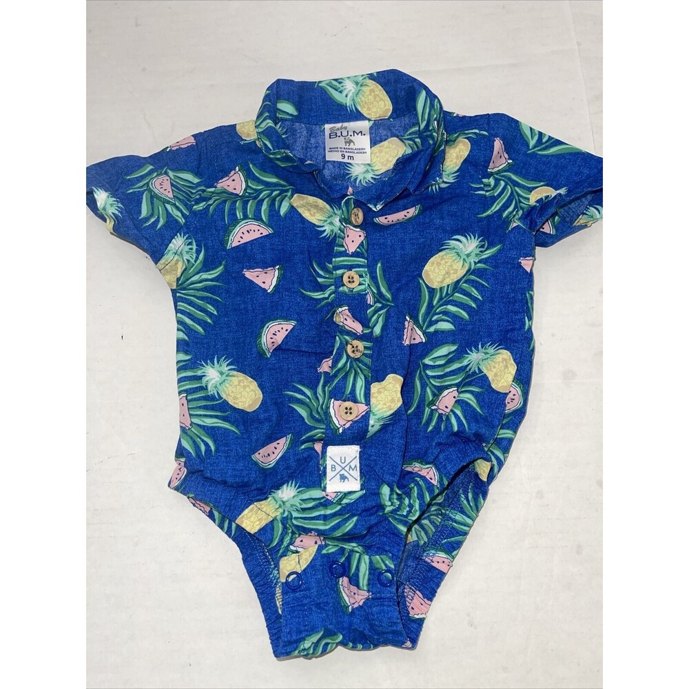 Baby Bum Tropical Collard Shirt Bodysuit 9 Months Mm80